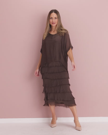 Margo Silk Dress - Mocha Lux