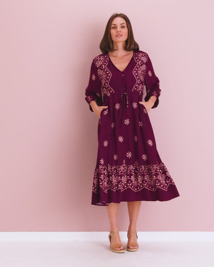 Rosalie Dress - Plum Tapestry