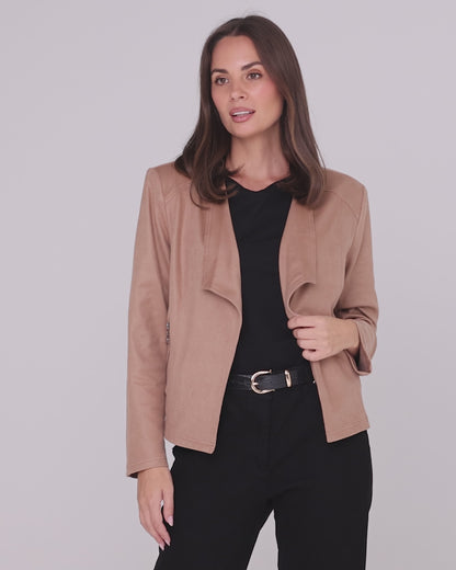 Gabby Faux Leather Jacket - Camel