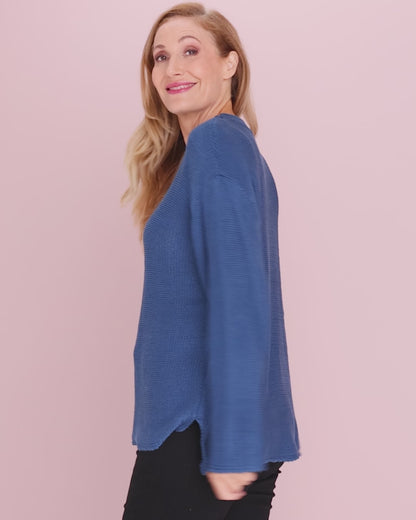 Esme Knit Crew Neck Jumper - Blue
