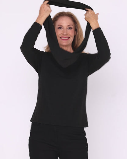 Lani Plain Knit Top & Snood - Black