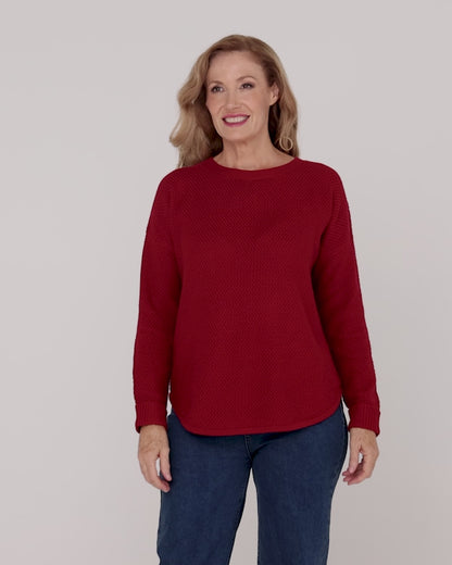 Brenda Waffle Knit - Burgundy