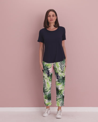Gianna Printed Pants Petite - Tropical Palm
