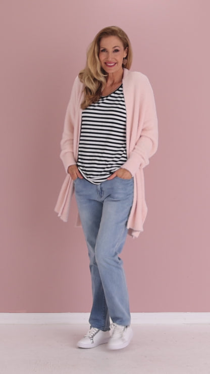 Dawn Fluffy Knit Cardi - Baby Pink