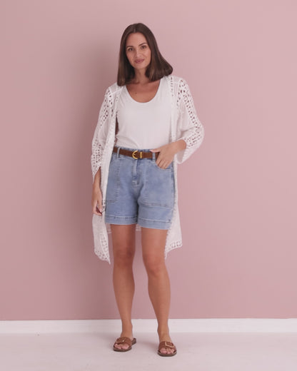 Oline Cotton Lace Kimono - Lotus