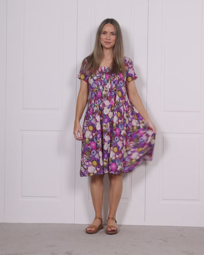 Emery Pintuck Dress - Berry Pop