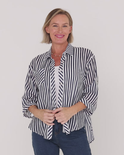 Colana Shirt - Navy Stripe