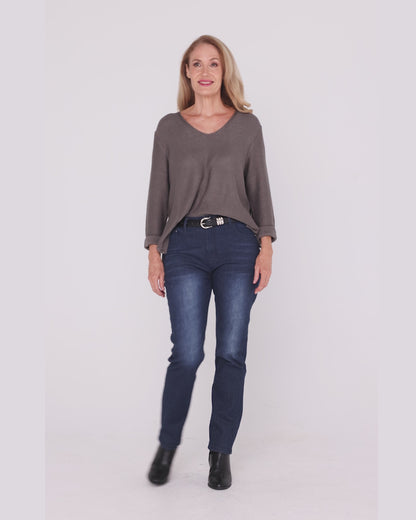 Emmy Cotton Knit Jumper - Charcoal