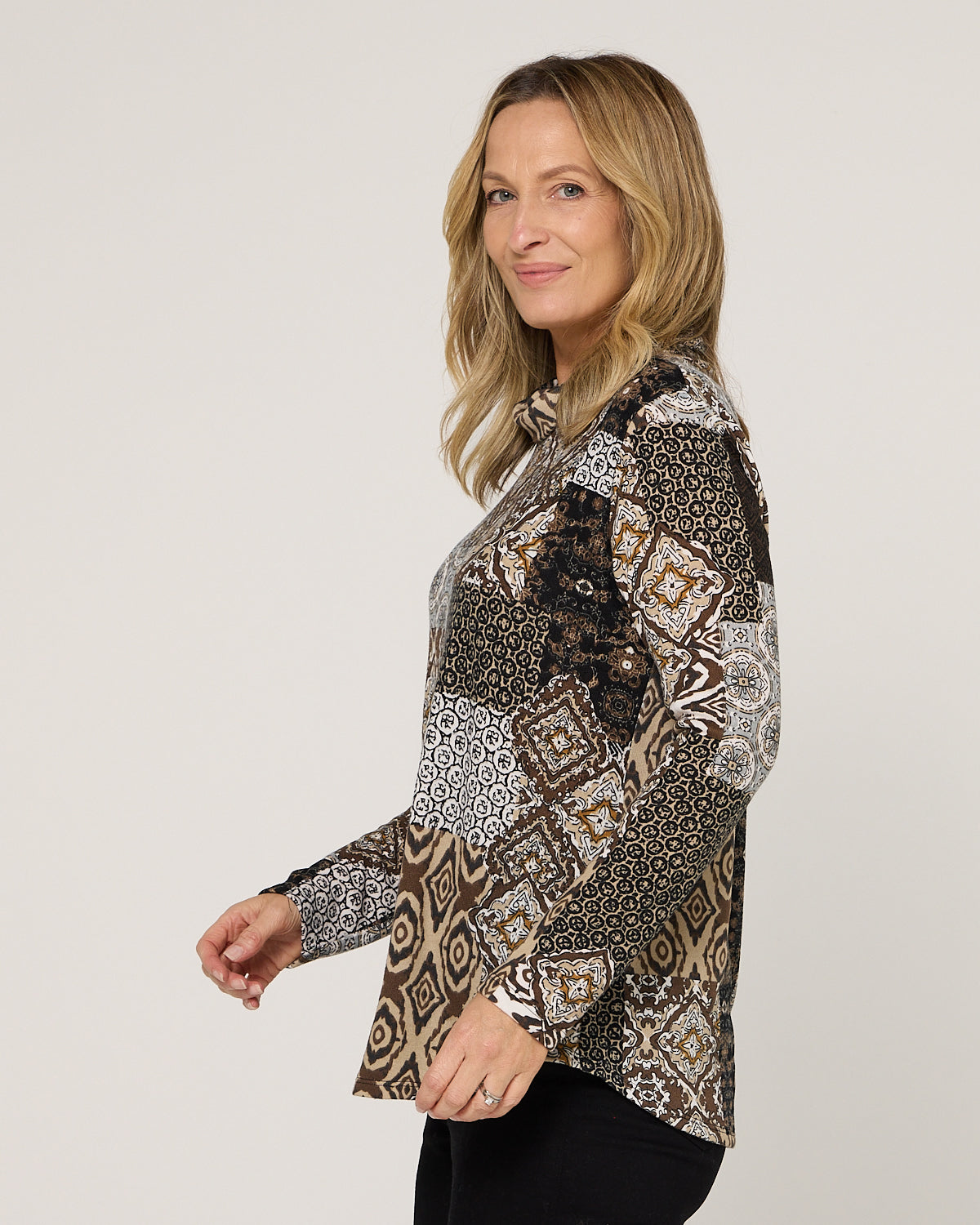 Tallarook Top - Mocha Mosaic