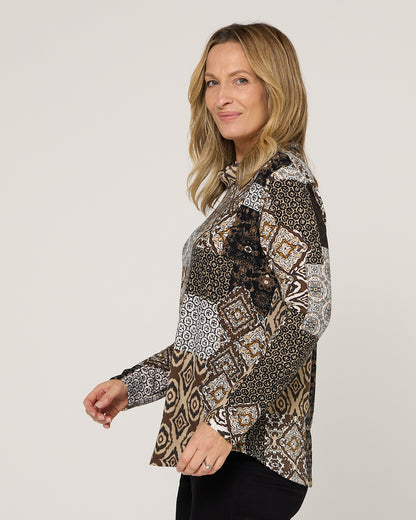 Tallarook Top - Mocha Mosaic