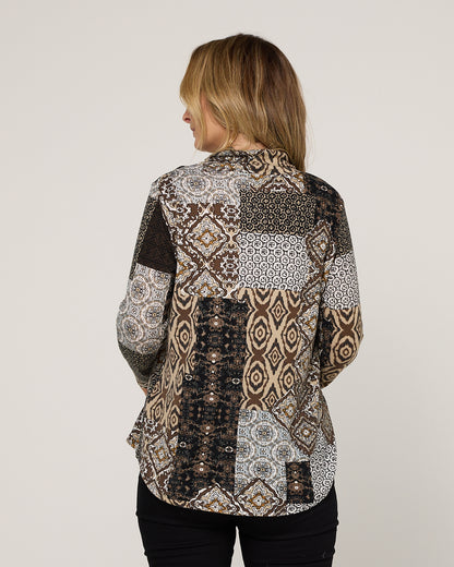 Tallarook Top - Mocha Mosaic
