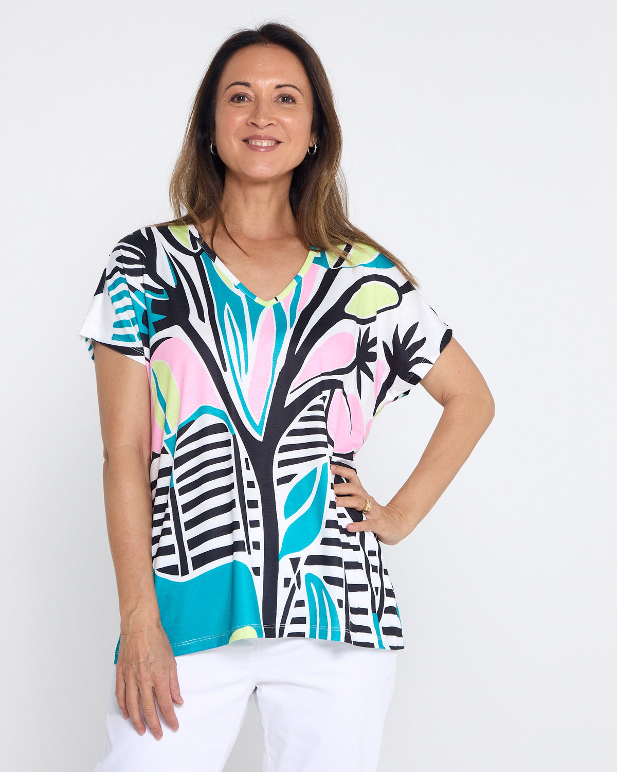 Finlee Top - Aqua Flower