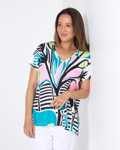 Finlee Top - Aqua Flower