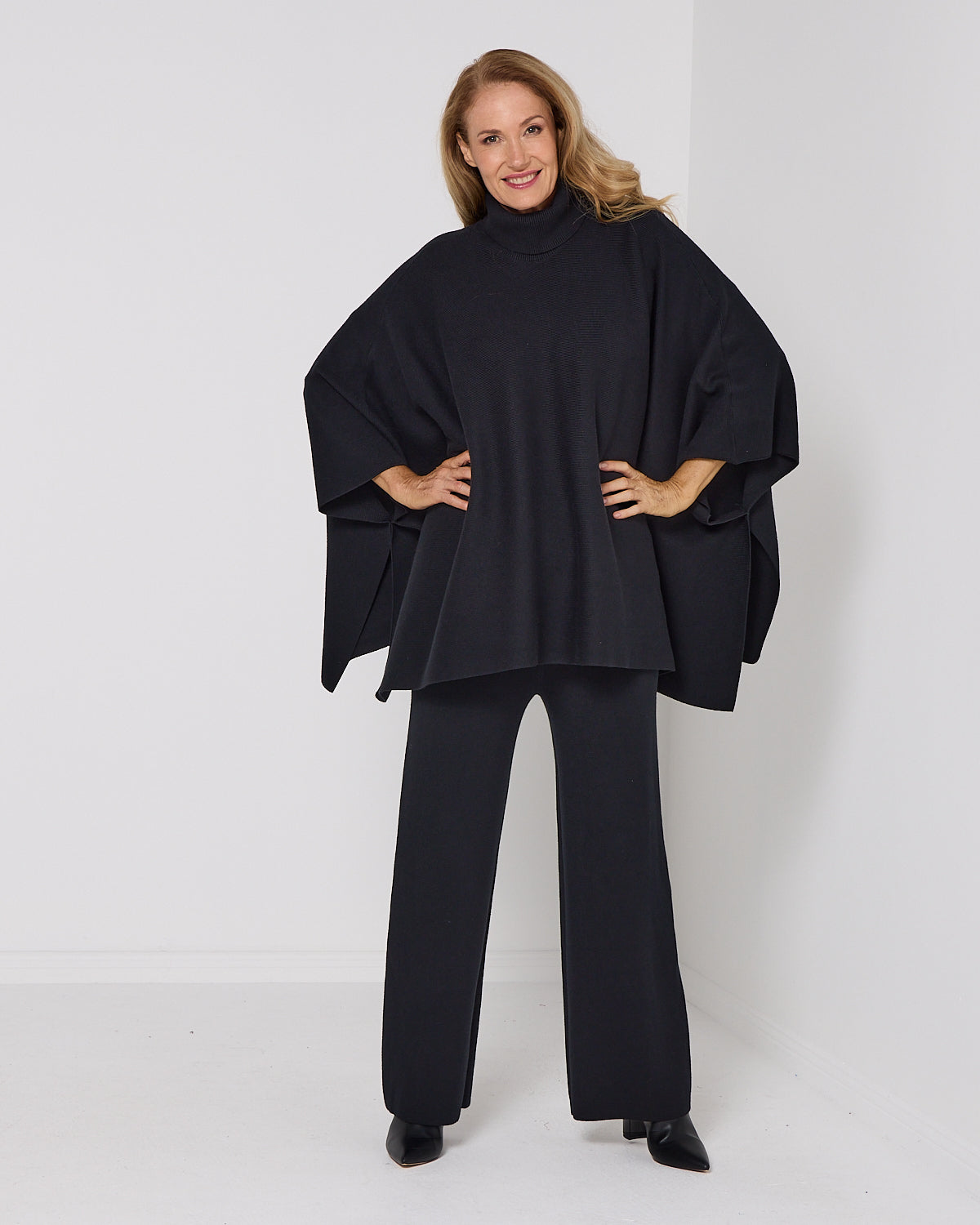 Samira Knit Poncho - Black