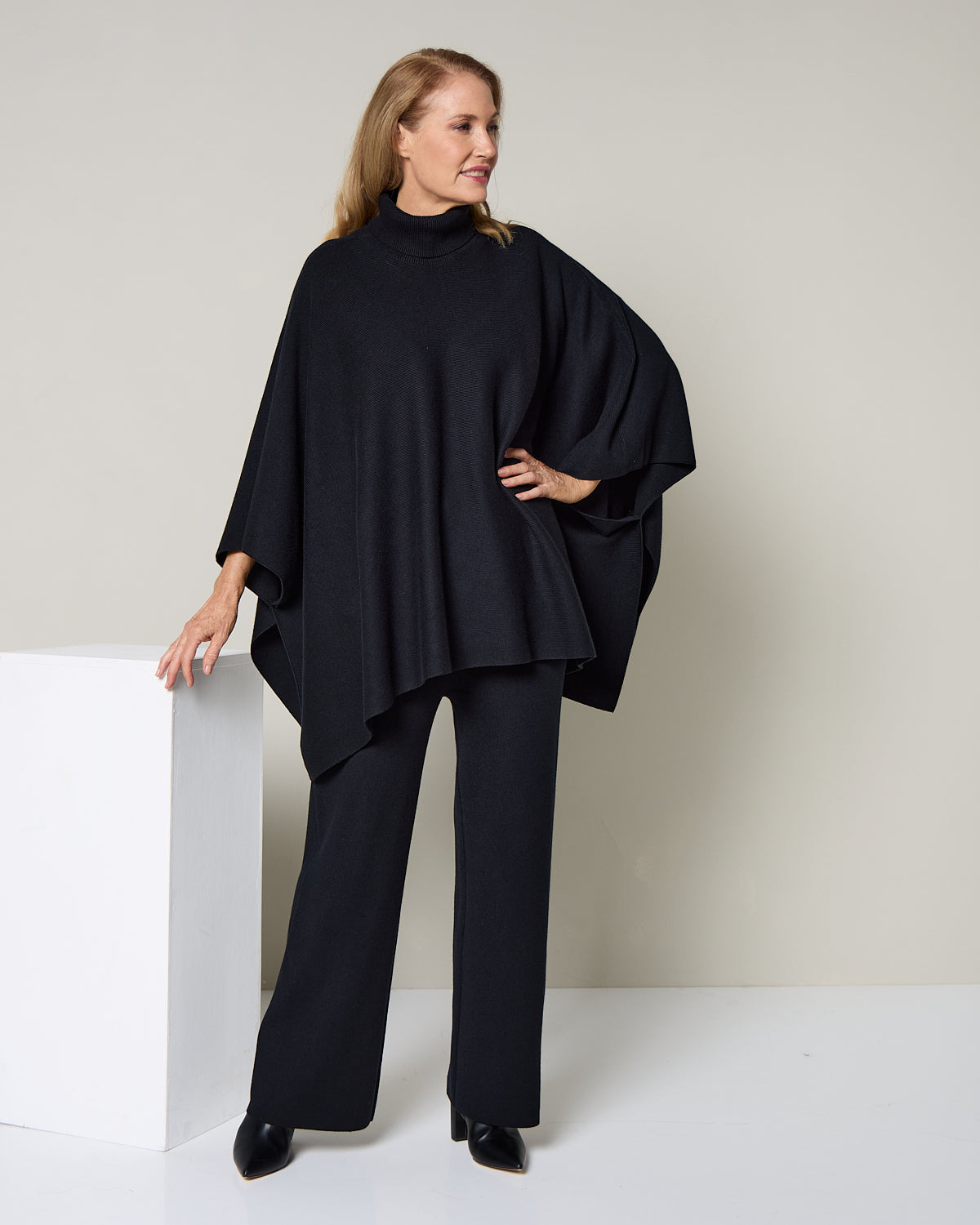 Samira Knit Poncho - Black