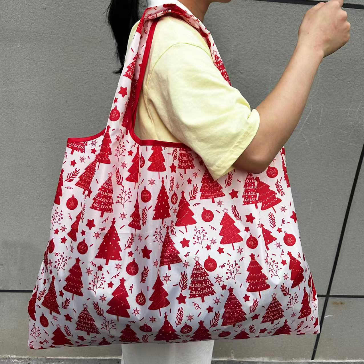 Large Reusable Shopping Bag - White Christmas