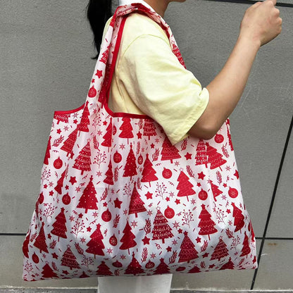 Large Reusable Shopping Bag - White Christmas