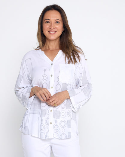 Carrington Shirt - Silver Circles