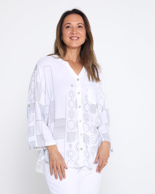 Carrington Shirt - Silver Circles