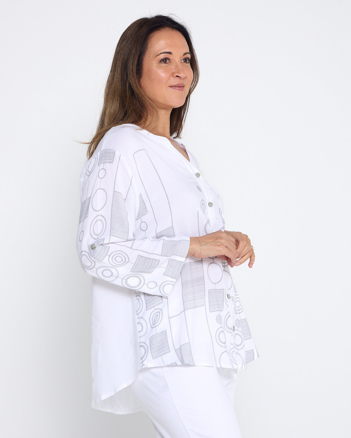 Carrington Shirt - Silver Circles
