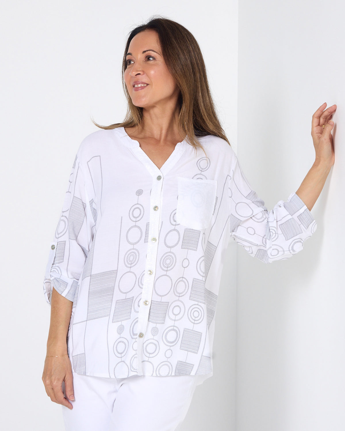 Carrington Shirt - Silver Circles