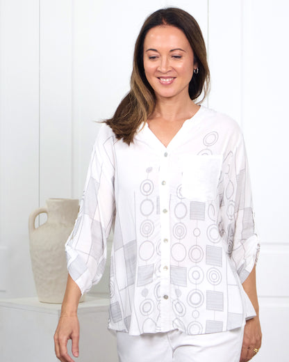 Carrington Shirt - Silver Circles