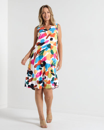 Malaya Dress - Brushstroke Multi