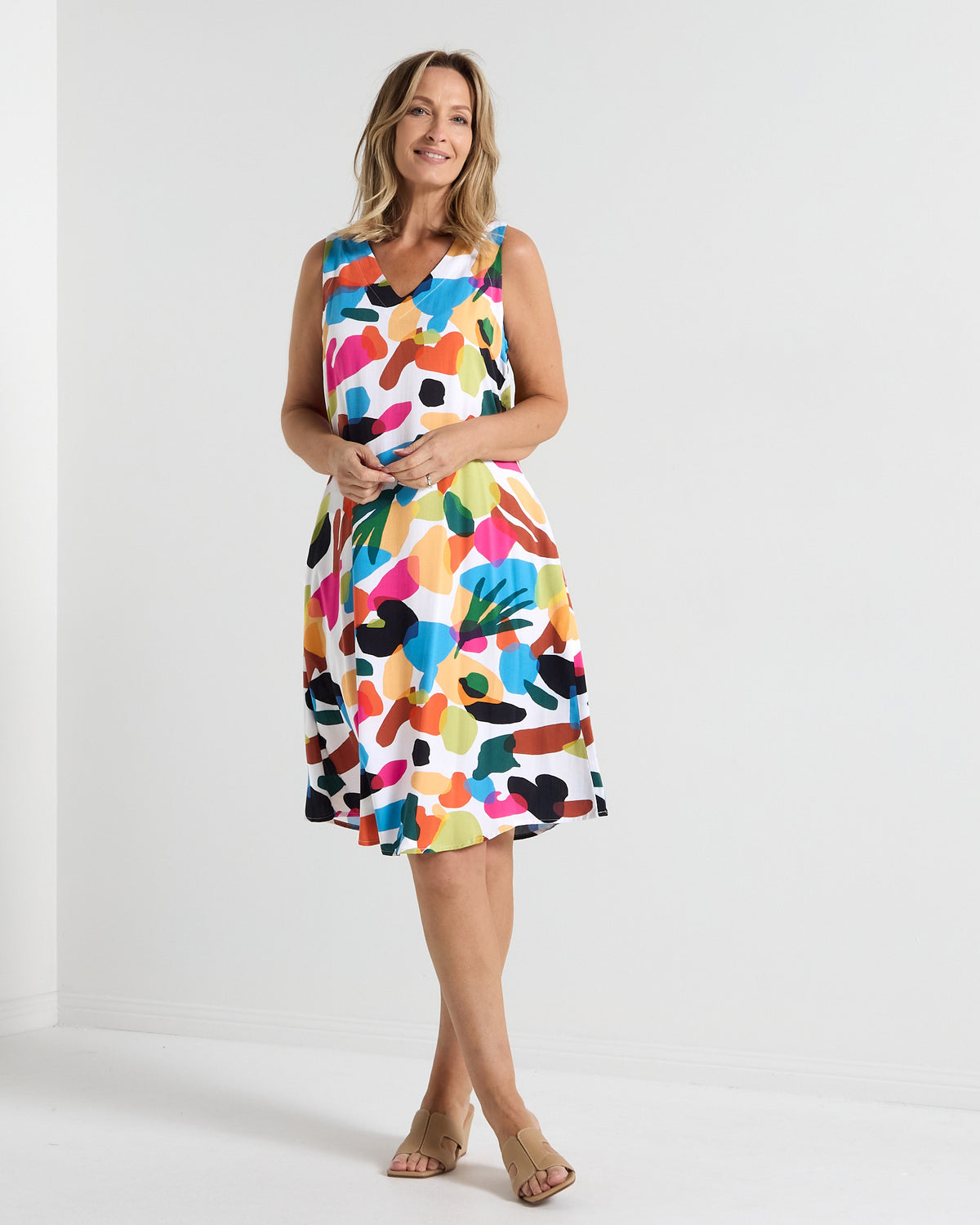 Malaya Dress - Brushstroke Multi