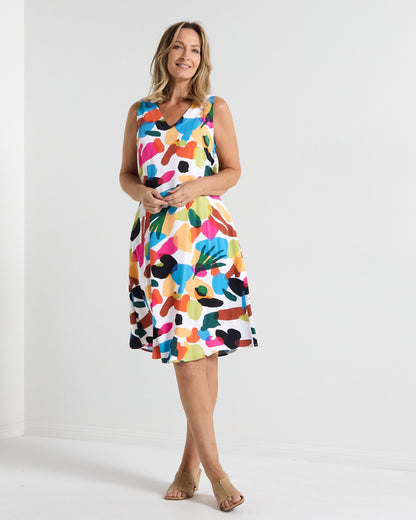 Malaya Dress - Brushstroke Multi