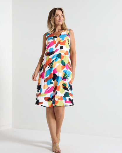 Malaya Dress - Brushstroke Multi