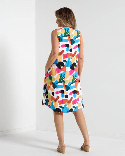 Malaya Dress - Brushstroke Multi