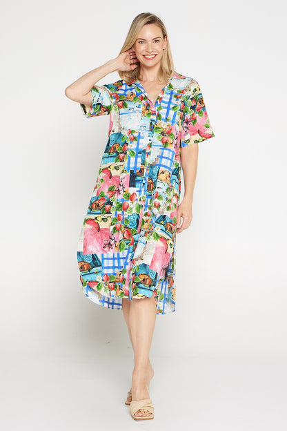 Lisa Cotton Shirt Dress - Sicily Print