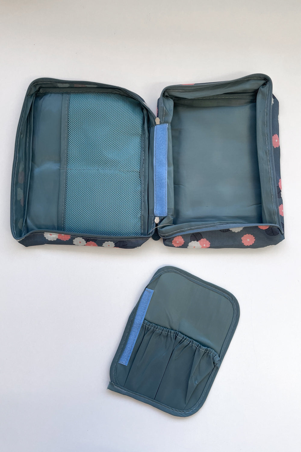 Travel Toiletry Bag - Steel Blue/Pink Blossom