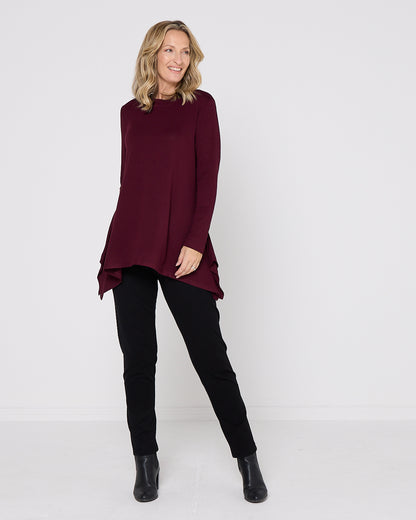 Andrea High Neck Swing Top - Burgundy