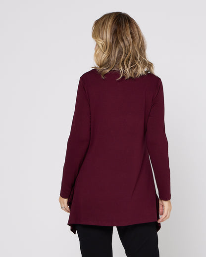 Andrea High Neck Swing Top - Burgundy