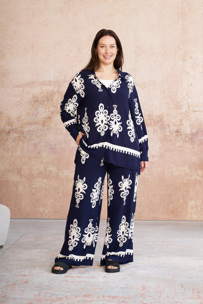 Karishma Pants - Navy/White