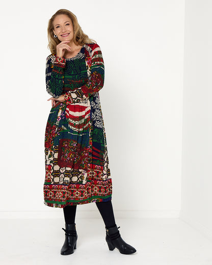 Zapotec Dress - Navy Print