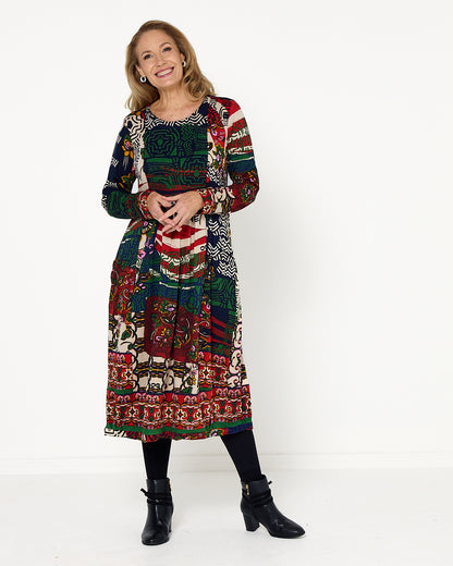 Zapotec Dress - Navy Print