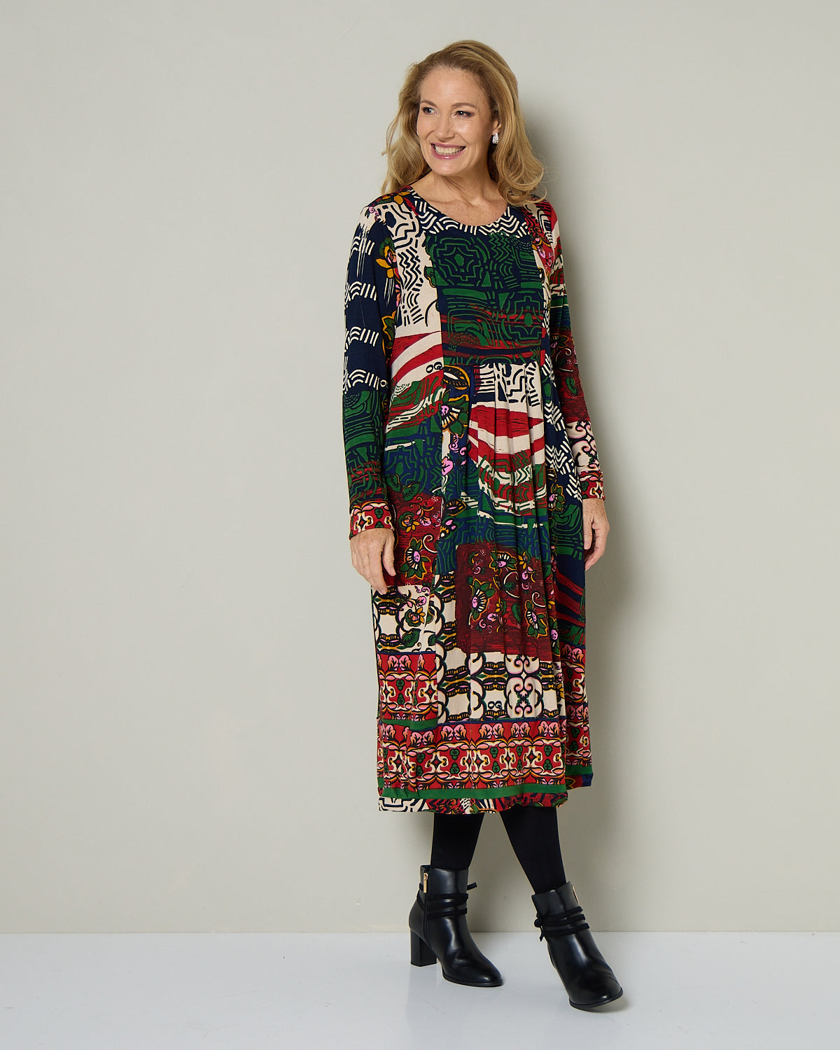 Zapotec Dress - Navy Print