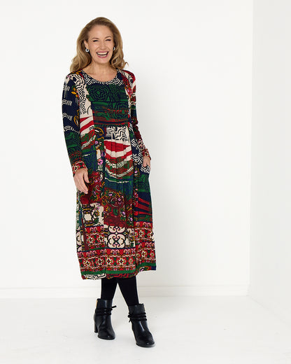 Zapotec Dress - Navy Print