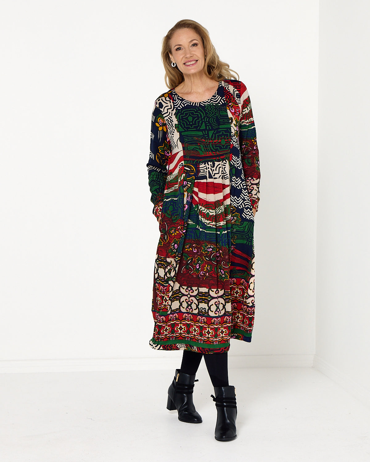 Zapotec Dress - Navy Print