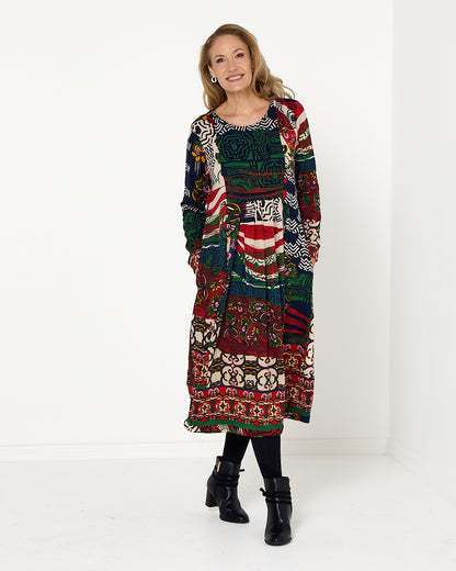 Zapotec Dress - Navy Print