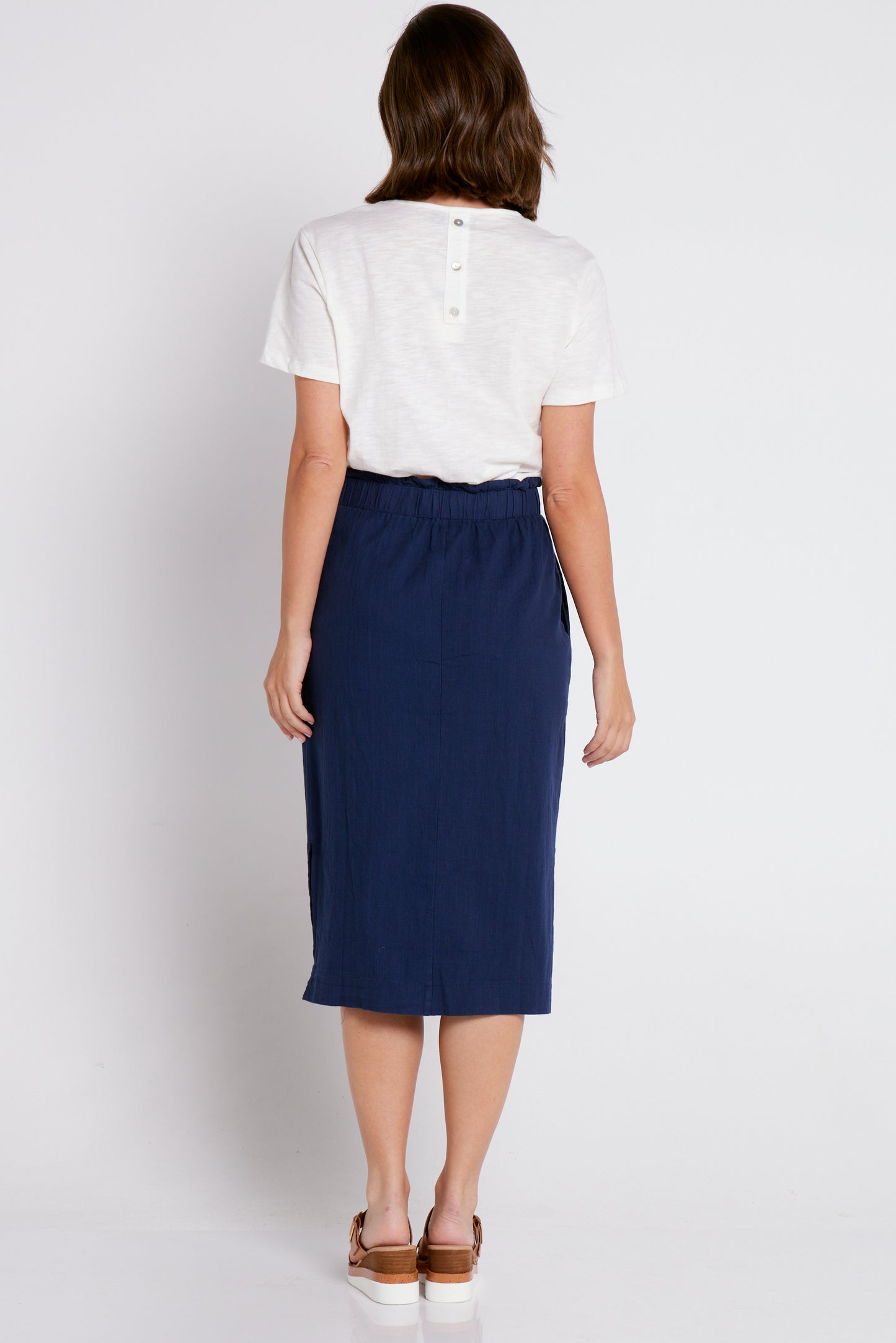 Emily Linen Skirt - Navy