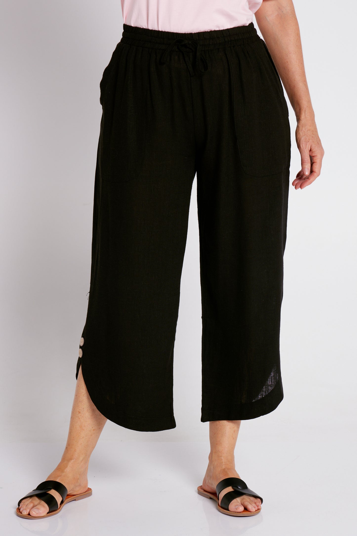 Cartia Linen Pants - Black