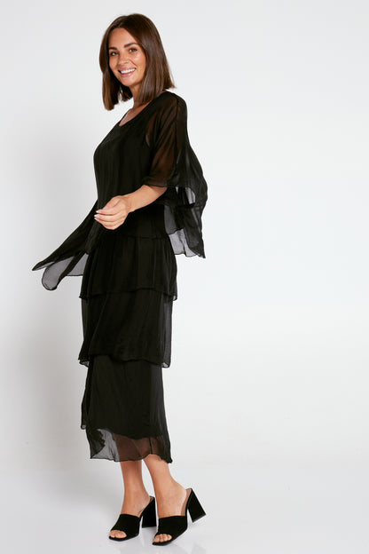 Alessandra Silk Dress - Black