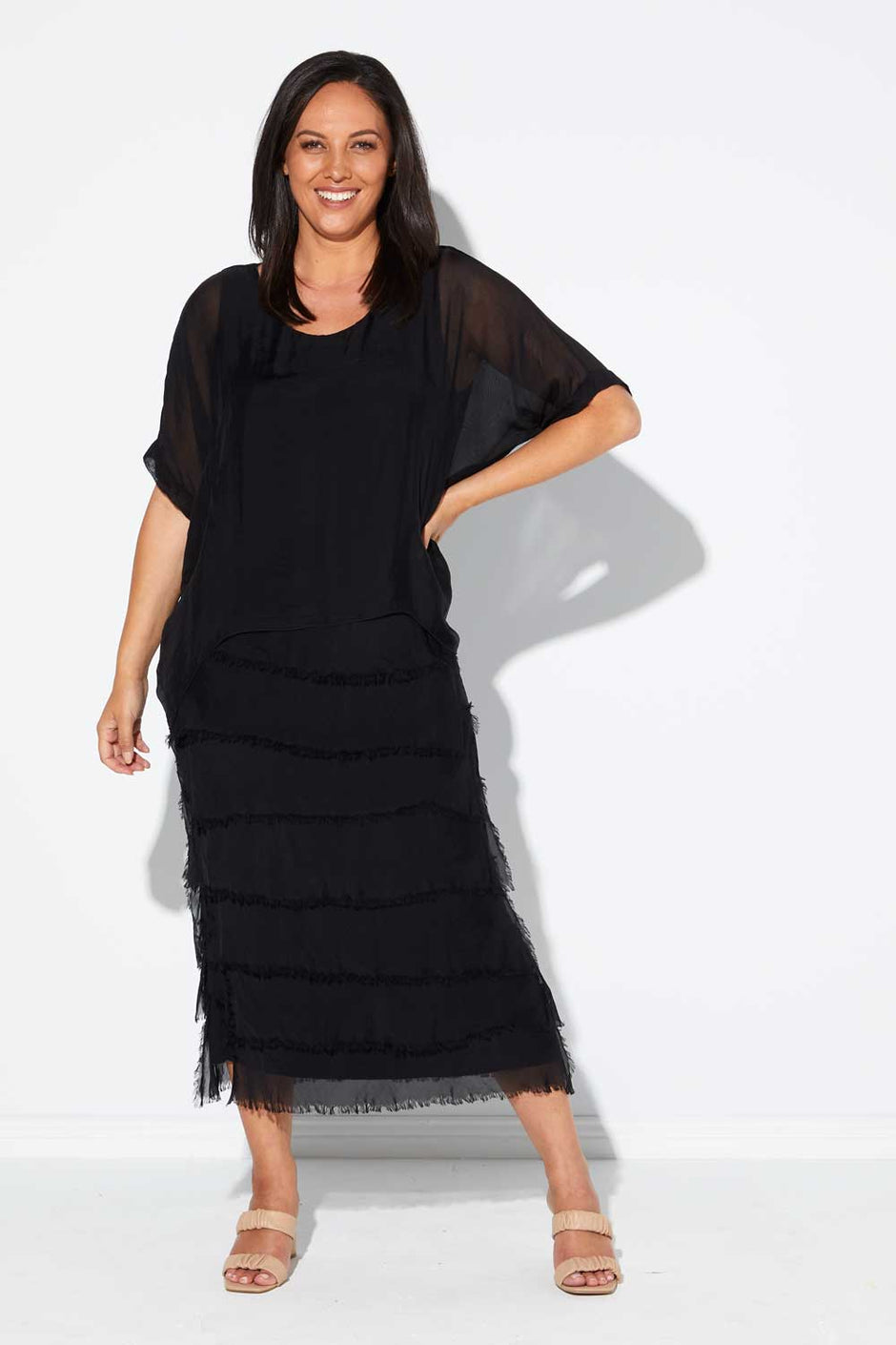 1920s drop waist dress Grey with tiered skirt – LaVieDelight season_ss25 mother daughter dresses bohemian Size:UK 9 - EU 43