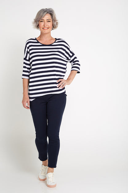 Montmartre Bamboo Top - Navy/White