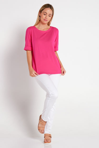 Cathalem Womens Fashion Summer Tops Fall Going Out Outfits Cute Tight Basic  Tees Shirt,Pink M 