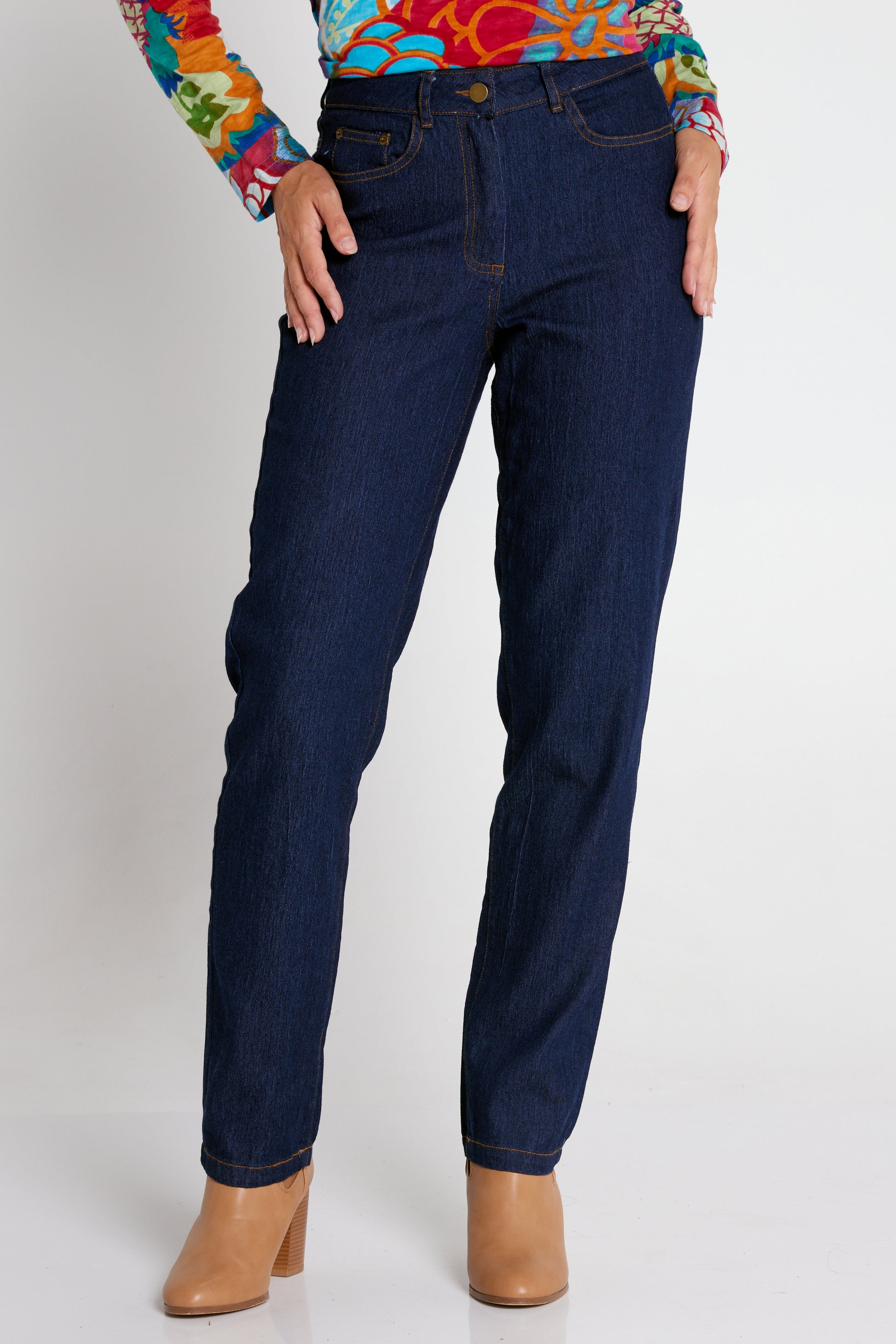 TULIO Mature Fashion  Hillwood Pull On Jeans - Dark Wash