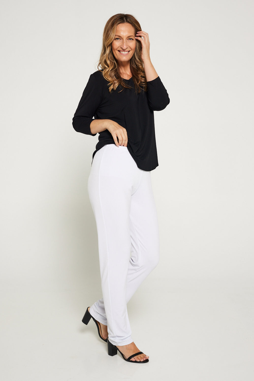 Gianna Tall Pants - White, Mature Women's Clothing